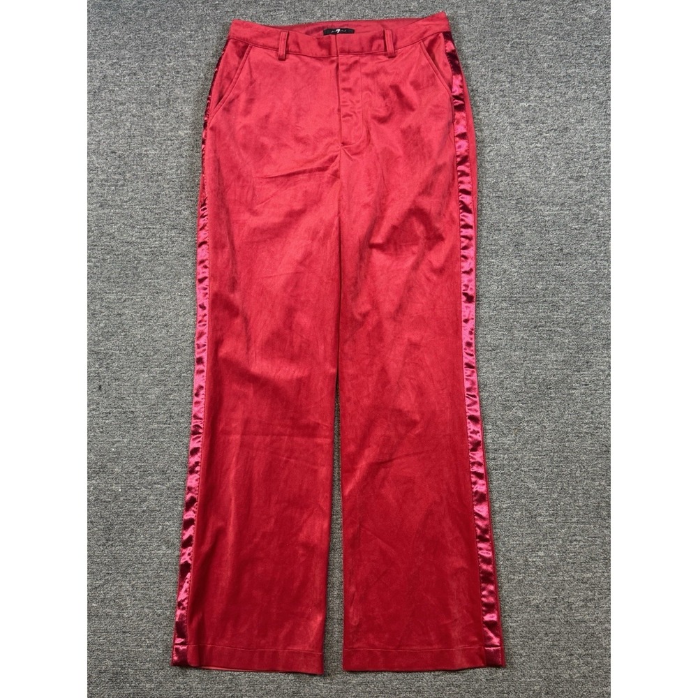 7 For All Mankind Velour Velvet High Rise Tuxedo Stripe Pants Actual Size 31x31